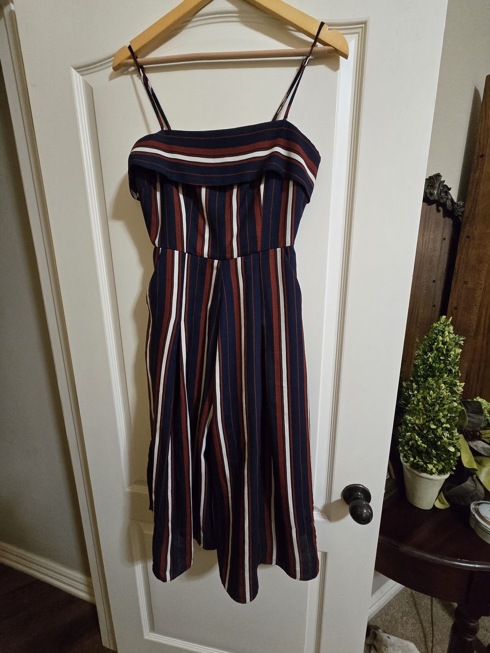 Ark & Co Navy, Rust and White Striped Jumpsuit